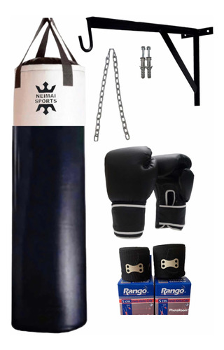 Kit Boxeo Guantes Nac.+ Bolsa 1,30m + Soporte/cadena Y Venda