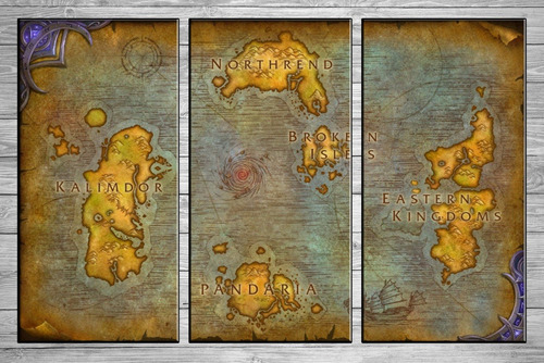 Posters World Of Warcraft Mapa Cuadros Modernos 90x57 Cm R05