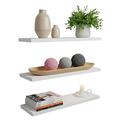 Repisas Flotantes Arad Set De 3 Modernas 30 X 15 Cm, Blanco Frosty | MercadoLibre