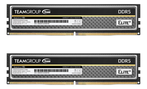 Teamgroup Elite Plus Ddr5 64gb (2x32gb) 4800mhz Pccl40 Sin