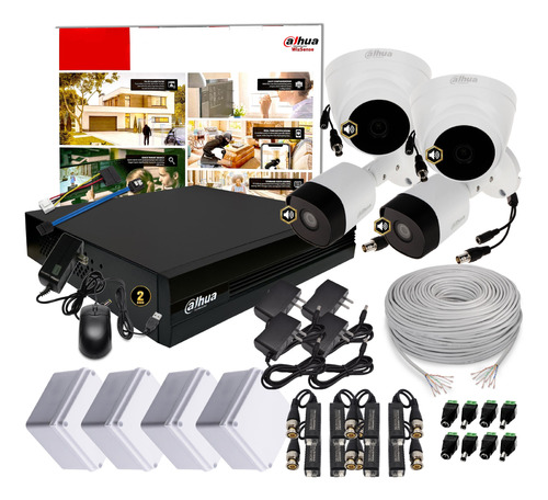 Cctv Seguridad Kit 4 Ch Dahua 1080p + 4 Cámaras Con Audio 