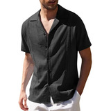 Camisas Guayabera Con Botones De Manga Corta Para Hombre (cu