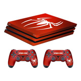 Skin Metálica Ps4 Pro Homem Aranha + 2 Skin Controle