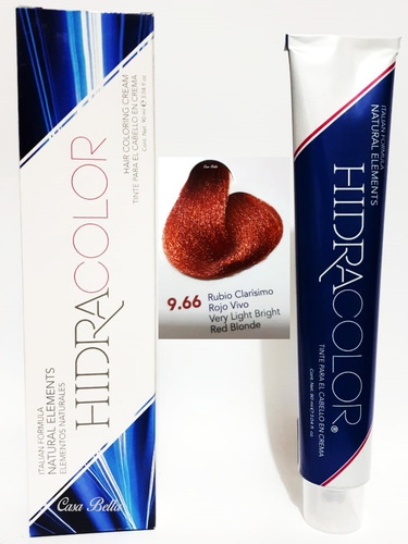 Tinte Hidracolor 9.66 Rubio Clarisimo Rojo Vivo + Peroxido 