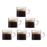 6 Tazas De Café Espresso De Vidrio De 4 Oz Con Asa