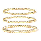 Pulsera Badu Gold Bead Para Mujer, Chapada En Oro De 14 Quil