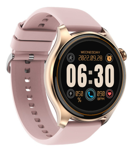 Reloj Inteligente Be 6pro Smartwatch Color De La Caja Blanco Color De La Malla Oro Color Del Bisel Dorado Diseño De La Malla Mesh