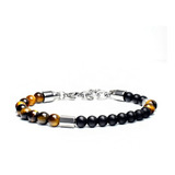 Pulsera De Piedra Ojo De Tigre Onix Hombre Mujer 6mm