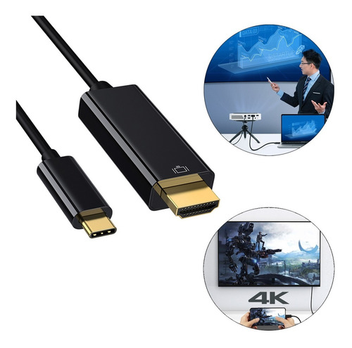 Cabo Tipo C Macho Para Hdmi Macho Usb 1.8m 4k