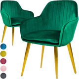 Set 2 Sillones Eames Tapizados Vintage Silla Patas Doradas Color De La Estructura De La Silla Negro Color Del Asiento Verde