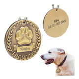 Placa Perro Personalizada Huella Tag Inoxidable Premium Color Circular