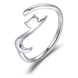 S925 Gato Design Anillos For Mother Madre Gift Silver