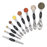 Juego De 9 Cucharas Medidoras Magnticas, Metal De Acero Inox