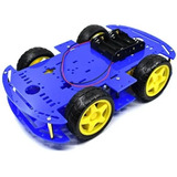 Kit Chassi Duplo 4wd Rodas Robótica Carro Robô Arduino Azul