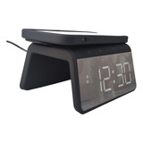 Reloj Despertador Cargador Inalamrico Luz Led Ambientadora 