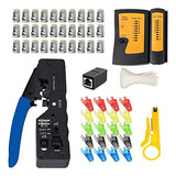 Leatbuy Kit De Herramientas De Engarzado Cat5 Rj45 Juego De 