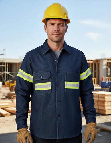 Camisola Mezclilla 14oz Industrial Reflejante Bicolor