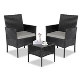 Muebles De Jardín Rattan 3 Piezas Compatible Con Exterior.