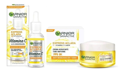 Crema Facial Hidratante Garnier Express Aclara Fps30 + Serum