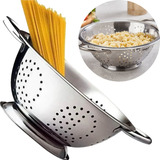 Escorredor Macarrão Inox Massas Alças Cozinha Grande 24cm