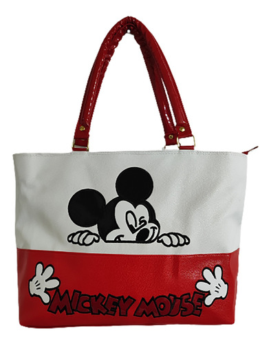 Bolsa De Mano De Mickey Mouse, Color Rojo Con Blanco Y Negro