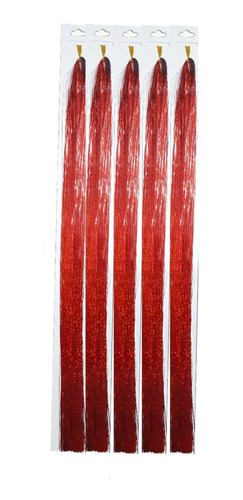 Extension Cabello Glitter Hair Tinsel Sparkle Rojo