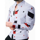 Camisa Manga Larga Hombre Estampado 3d