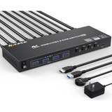 Conmutador Kvm Usb 3.0 Hdmi 4 Puertos Soporte 4k 60hz 2k 12.