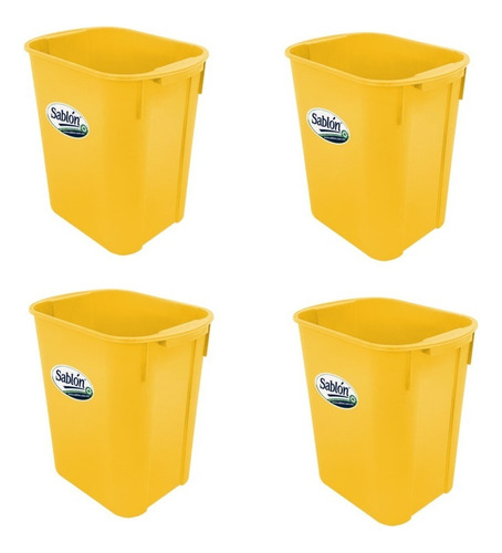 4 Pack Bote De Basura Rectangular 20 L Color Amarillo