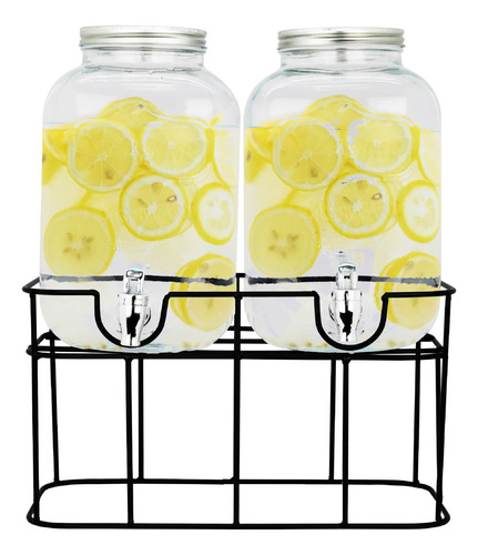 2 Dispensadores Bebidas Vitrolero Vidrio Mason Jar Agua 10l