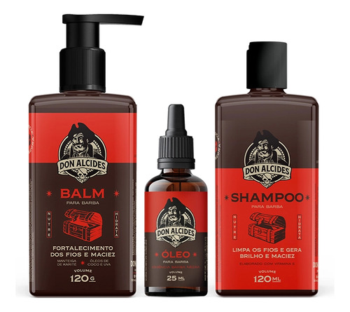 Kit Shampoo Balm  E Óleo Para Barba Don Alcides Barba Negra