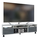 Mueble Multimedia Playcon 75pul, Pasacables, 2 Puertas 170cm Gris Grafito