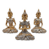 Trio De Buda Da Reflexão Yoga Refletindo Buda Gold Brilhante