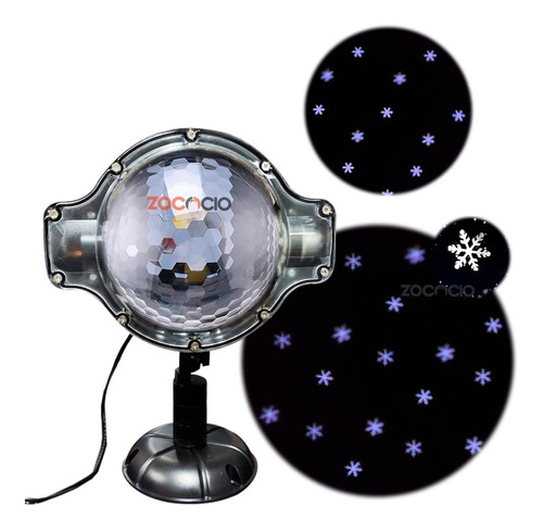 Proyector De Navidad Luces Laser Copos De Nieve Blancos 13cm