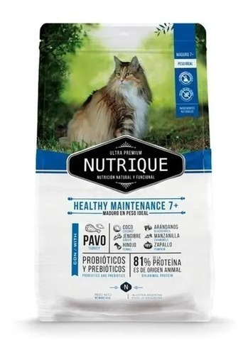 Nutrique Healthy Maitenance 7+ Gato Adult Senior Pavo 7.5kg