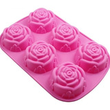 Molde De Silicón Flores Rosas 6 Cavidades Jabones Repostería