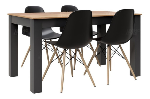 Combo Mesa Comedor Eco 120m Tapa Paraiso 6 Sillas Eames