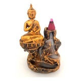 Incensário Cascata Buda Tibetano Da Felicidade 12 Cm