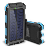 Cargador Solar Portátil, Batería De  Mah Con Linterna Led De