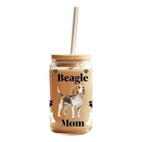 Vaso Lata Con Tapa De Bamboo Y Bombilla Cachorro Beagle Mom