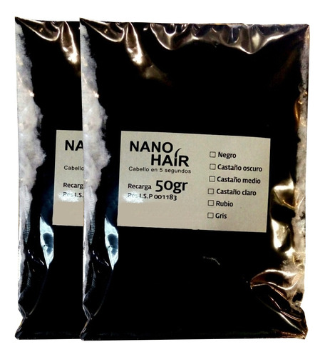 2 Recargas Nano Hair Color A Eleccion Sobre Alopecia