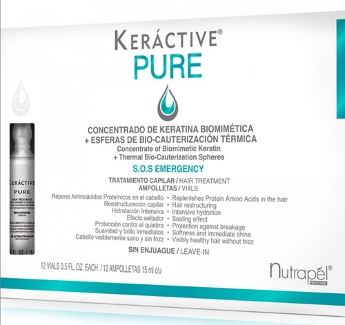 Ampolletas Keractive Pure Nutrapel 12unidades 15/ml.