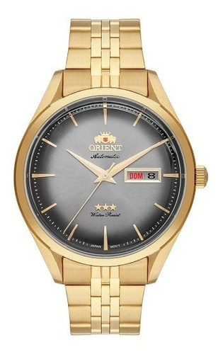 Relógio Orient Masculino Automático F49gg006 P1kx Cor Da Correia Dourado Cor Do Bisel Dourado Cor Do Fundo Cinza