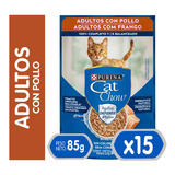 15x Alimento Gato Cat Chow Adultos Pollo Sobre 85g Pack Np
