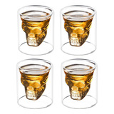 Deckaly Juego De 4 Vasos De Chupito De Calavera De Cristal D