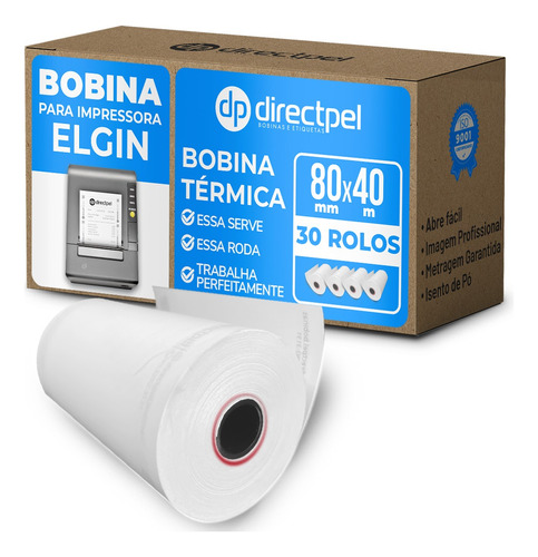 Directpel Bobina 80x40 Impressora Elgin I9 Full C/30 Rolo