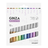 Pincel Brush Pen Ginza Com Glitter Newpen 12 Cores