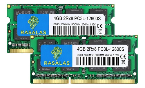 8gb (2x4gb) Ddr3l-1600 Sodimm 1.35v/1.5v Memoria Ram Rasalas