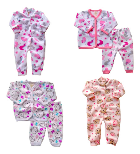 Kit 6 Soft Bebê Conjunto Casaco Frio Calça Macacão Inverno