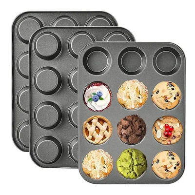3 Moldes Charola 12 Cupcakes Acero Anti-adherente Repostería | MercadoLibre